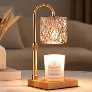 Candle warmer lamp adjustable height dimmable wax melt vintage home decor amber